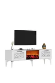 DemonteDekor Shumendh Şömineli Tv Sehpası Beyaz-gümüş thumbnail 5