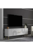 DEMONTE DECOR RETROL2DD TV SEHPASI BEYAZ-ALTIN - 2