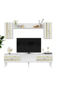 DEMONTE DECOR PELİN TV ÜNİTESİ TAKIMI BEYAZ-ALTIN - 4