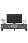 DEMONTE DECOR VANİA TV SEHPASI ve KONSOL 2'li SALON TAKIMI ANTRASİT-GÜMÜŞ - 7