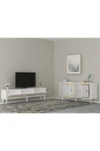 DEMONTE DECOR NOVVA TV SEHPASI (alt modül) ve KONSOL 2'Lİ SALON TAKIMI BEYAZ-ALTIN thumbnail 2