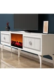 DEMONTE DECOR NİLL ŞÖMİNELİ TV SEHPASI BEYAZ-GÜMÜŞ thumbnail 2