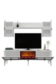 DEMONTE DECOR Linda Tv Ünitesi Şömineli Takım Beyaz-gümüş - 6