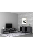 DEMONTE DECOR LENNORA TV SEHPASI (alt modül) ve KONSOL 2'Lİ SALON TAKIMI ANTRASİT-GÜMÜŞ thumbnail 2