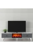 DEMONTE DECOR VARNA TV SEHPASI ŞÖMİNELİ (ALT MODÜL ) BEYAZ ANTRASİT - 1