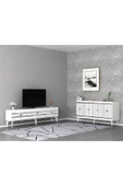DEMONTE DECOR LENNORA TV SEHPASI (alt modül) ve KONSOL 2'Lİ SALON TAKIMI BEYAZ-GÜMÜŞ thumbnail 1