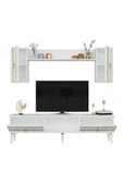 DEMONTE DECOR PELİN TV ÜNİTESİ ve KONSOL 2'Lİ SALON TAKIMI BEYAZ-ALTIN - 5