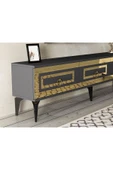 DEMONTE DECOR Karya 180 Cm Tv Ünitesi Antrasit Altın - 3