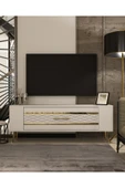 DEMONTE DECOR RETROLP2DD TV SEHPASI BEYAZ-ALTIN - 1