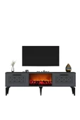 DemonteDekor SHUMEN ŞÖMİNELİ TV SEHPASI ANTRASİT-GÜMÜŞ thumbnail 2