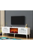 DemonteDekor Shumendh Şömineli Tv Sehpası Beyaz-gümüş thumbnail 4