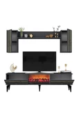 DEMONTE DECOR PELİN TV ÜNİTESİ TAKIMI ŞÖMİNELİ ANTRASİT-ALTIN - 5