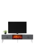 DEMONTE DECOR VARNA TV SEHPASI ŞÖMİNELİ (ALT MODÜL ) BEYAZ ANTRASİT - 3