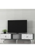 DEMONTE DECOR 2 Kapaklı, Raflı Varna Tv Sehpası Alt Modül Beyaz-antrasit - 2