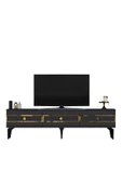 DEMONTE DECOR NORRA 180 CM TV SEHPASI (ALT MODÜL) ANTRASİT-ALTIN thumbnail 3