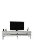 DEMONTE DECOR LENNORA 180 CM  TV SEHPASI (ALT MODÜL) BEYAZ-GÜMÜŞ - 4