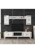 DEMONTE DECOR Doruk Tv Ünitesi Beyaz Altın 4 Kapaklı thumbnail 1