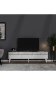 DEMONTE DECOR DEFFNE TV SEHPASI ve KONSOL 2'Lİ SALON TAKIMI BEYAZ-GÜMÜŞ - 3