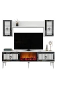 DEMONTE DECOR Linda Tv Ünitesi Şömineli Takım Beyaz-gümüş - 5