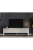 DEMONTE DECOR DEFFNE TV SEHPASI ve KONSOL 2'Lİ SALON TAKIMI BEYAZ-ALTIN thumbnail 3