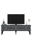 DEMONTE DECOR NOVVA 180 CM TV SEHPASI (ALT MODÜL) ANTRASİT-GÜMÜŞ - 4
