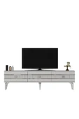 DEMONTE DECOR LENNORA 180 CM  TV SEHPASI (ALT MODÜL) BEYAZ-GÜMÜŞ - 3