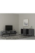 DEMONTE DECOR NOVVA TV SEHPASI (alt modül) ve KONSOL 2'Lİ SALON TAKIMI ANTRASİT-GÜMÜŞ thumbnail 2