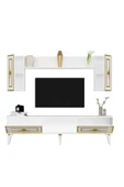 DEMONTE DECOR VİOLA TV ÜNİTESİ TAKIMI BEYAZ-ALTIN thumbnail 5