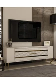 DEMONTE DECOR RETROLP2DD TV SEHPASI BEYAZ-ALTIN - 2