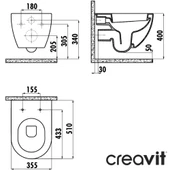 Creavit Free Mat Siyah Kanallı Asma Klozet FE320, Creavit Duck Duroplast Yavaş Kapak - 5