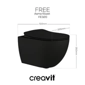Creavit Free Mat Siyah Kanallı Asma Klozet FE320, Creavit Duck Duroplast Yavaş Kapak - 2