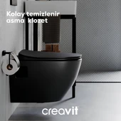 Creavit Free Mat Siyah Kanallı Asma Klozet FE320, Creavit Duck Duroplast Yavaş Kapak - 1