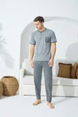Kocabey 9501 Erkek Midi Yaka Kısa Kol Pijama Takım thumbnail 2
