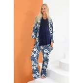 Mommysh 55714 Kadın Sabahlıklı Lohusa Pijama Takımı thumbnail 2