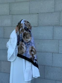 Pamuklu Rose Desen Şal- Siyah/Gri - 2