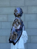 Pamuklu Rose Desen Şal- Siyah/Gri - 4