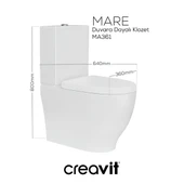 Creavit Mare Beyaz Kanalsız Duvara Sıfır Klozet Takımı MA361, Creavit Mare Duroplast Yavaş Kapak thumbnail 3