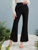 Kadın Yüksek Bel Yanları Tül Detaylı Dalgıç Tayt Pantolon thumbnail 4