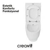 Creavit Mare Beyaz Kanalsız Duvara Sıfır Klozet Takımı MA361, Creavit Mare Duroplast Yavaş Kapak thumbnail 6