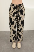 Viskon Kumaş Desenli Pantolon-Siyah thumbnail 2