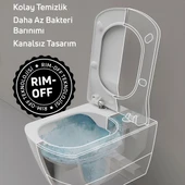 Creavit Elegant Kömür Karası Kanalsız Asma Klozet EG321, Creavit Elegant Duroplast Yavaş Kapak thumbnail 5