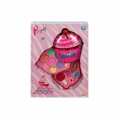 PARAPLY 2597 Cupcake Şekilli 2 Katlı Makyaj Güzellik Seti Kız Erkek Çocuk Oyuncak Eğitici Oyuncaklar - 3