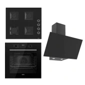 Ferre FLOWART  Serisi Siyah Set (SS205 + QBL63CS +D077 ) - Emaye Izgara - 1