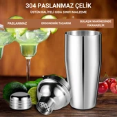 Polham 6 Parça 750ML Paslanmaz Çelik Kokteyl Shaker Seti – Ev ve Bar İçin İdeal, Sızdırmaz kapaklı - 3