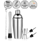 Polham 6 Parça 750ML Paslanmaz Çelik Kokteyl Shaker Seti – Ev ve Bar İçin İdeal, Sızdırmaz kapaklı - 1