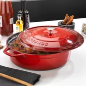 Schafer Guss Chef Döküm Basık Tencere 28 Cm Kırmızı - 1