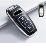 Audi A6 A7 A8 E-tron Q8 Q5 C8 A3 D5 Sustasız Anahtar Kılıfı Siyah/gümüş 2.Resime Bakınız thumbnail 1
