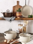 Pierre Cardin Graniks Metal Saplı 7 Parça Tencere Seti Krem - 2
