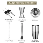 Polham 6 Parça 750ML Paslanmaz Çelik Kokteyl Shaker Seti – Ev ve Bar İçin İdeal, Sızdırmaz kapaklı - 10