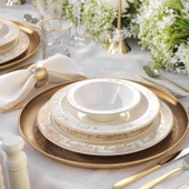 Schafer Tılsım Bloomfest 60 Parça 12 Kişilik Yemek Takımı Gold - 1